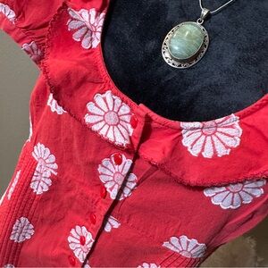 Odille Red and White Floral Blouse